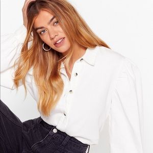 NWT Puff Sleeve Denim Top